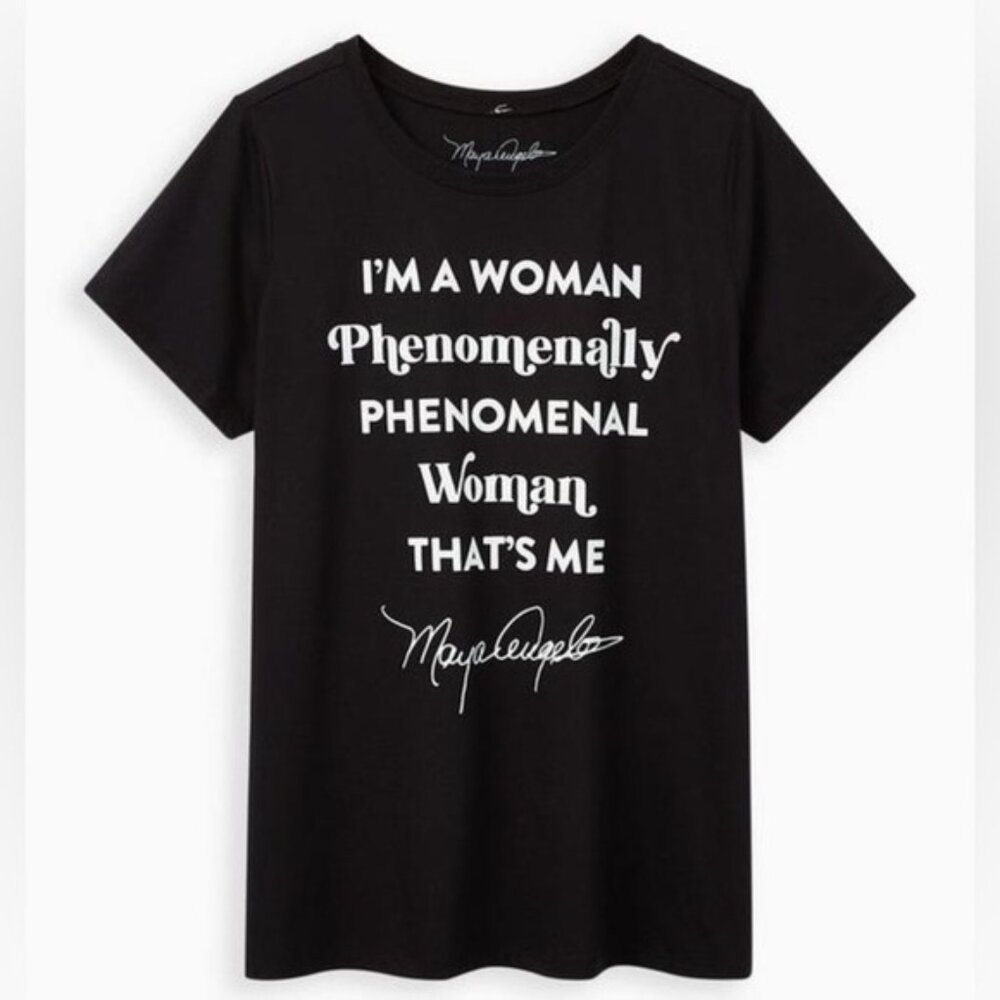 Womens Torrid 1 Black Graphic Tee Slim Fit Crew Tee Maya Angelou Women 1 1 1L
